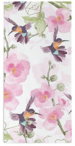 Handtuch Kolibri-Rosa-Blumen Schnell Trocknend Sporthandtücher Sandfreie Pflegeleicht Strandtücher Für Pool Spa Fitness 40X70Cm