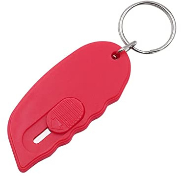 1 Stück Mini Cuttermesser, Mini Sicherheitsklinge Box Öffner, Sicherheits-Cuttermesser Kartonöffner Schlüsselanhänger Brieföffner (Rot)