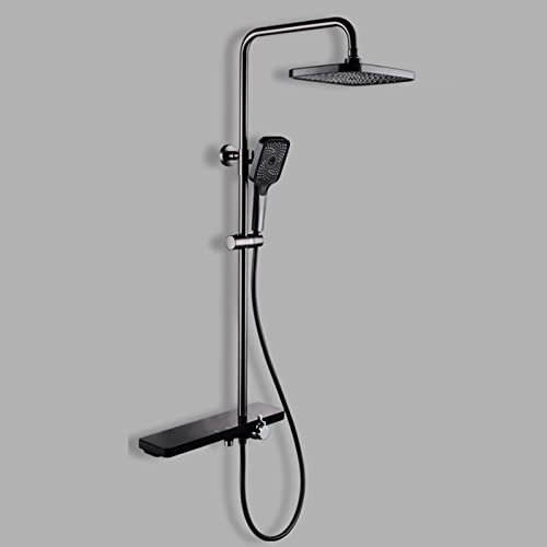 WPHH Badezimmer Duschsystem Freiliegendes Duschset Mit Drei Funktionen, Wandmontage Badewannen Duscharmatur, Hochverstellbare Duschsäule Set Mit Regenduschkopf Und 3-Modus Handbrause