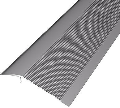 RIFWOVE Aluminium Boden Übergangsleiste, Abschlussprofil Alu,rutschfeste Übergangsprofil, Höhenausgleich 15-45mm, Türschwellen Leiste, Fuß-Boden-Leiste Höhen-Ausgleich (Color : Gray)