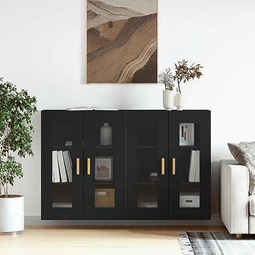 Homgoday väggskåp 2 st. Väggskåp med förvaringsutrymme badrumsskåp köksskåp överskåp för vardagsrum sovrum arbetsrum badrum hall ingång svart trä #3