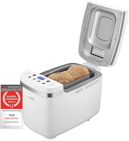 TZS First Austria Panificadora multifuncional, 14 programas, dispensador de ingredientes, cantidad de masa 900 g y 1350 g, grados de tostado ajustables, temporizador, función de mantenimiento en