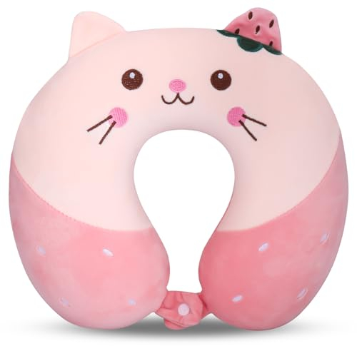 Fentar Neck Pillow for Travel, Memory Foam Kids Travel Pillow, Removable Travel Neck Pillow with Zips, Cute Cartoon Plane Pillow, Comfortable Adult Kids Travel Pillow for Airplane Camping Car Sleeping