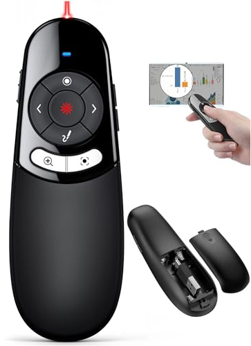 Physical and Digital Pointer Presentation Clicker for Powerpoint Presentations,2 in 1 USB A and USB C Wireless Presenter Remote with Highlighting Magnifier for LED LCD Screen