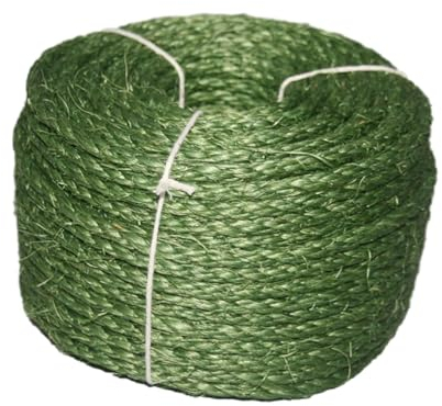 Sharplace Sisal-Schnur-Seil, Katzenkratzbaum, Krallenkontrollspielzeug, langlebiges Baum-Kratzseil, Möbelschutz, Hanfseil, dick, 65 Fuß, Grün