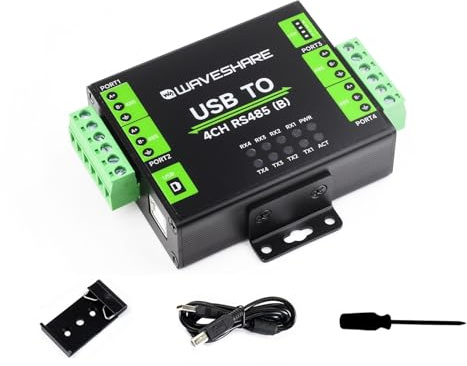 Waveshare Industrial USB TO 4Ch RS485 Converter Module (B) with CH344L Chip,Universal Serial Communication,Multiple Protection Circuits,Compatible with Mac, Linux, Android, Windows 11/10 / 8.1/8 / 7