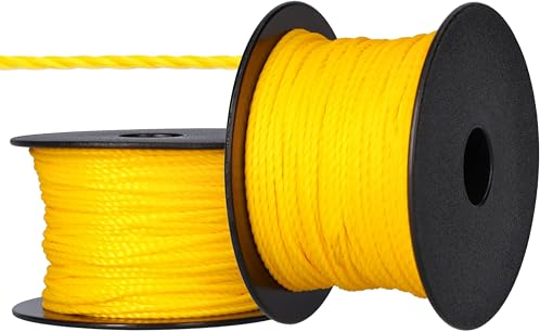 ToolSpace Cordone per muratura - 50m x 1,6mm - Giallo - Polipropilene di seta - Cordone di livellamento - Filo a piombo - Cordone per intonaco di forza - durevole e resistente agli strappi