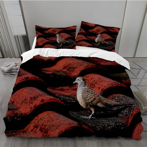 BAIL Housse de Couette 240 x 260 Oiseau Housse Couette Très Doux Parure de Lit Adulte en Microfibr 2 Taies d'oreiller 65 x 65 cm Convient pour Chambre