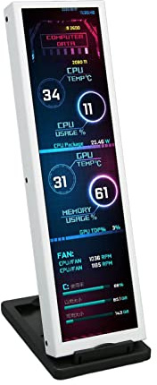 VBESTLIFE Monitor de Temperatura de Computadora IPS de 8,8 Pulgadas, Editor de Temas, Monitor de Datos de CPU Multifunción con USB, Carcasa de Aleación de Aluminio, para s RasPi y