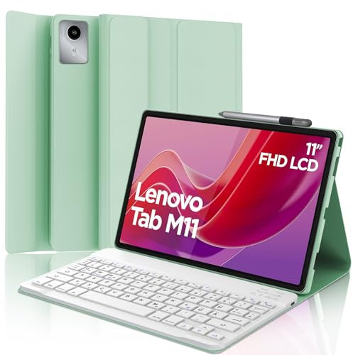 IVEOPPE Tastatur für Tab M11, QWERTZ Deutsch Tastatur, Magnetische Bluetooth Abnehmbare Keyboard für Tab M11 11 Zoll 2024 (TB330FU/TB330XU), Grün
