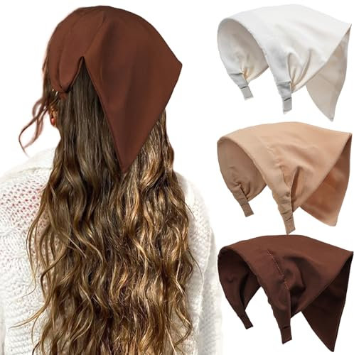 HAIMEIKANG Fasce per capelli floreali da donna, stile bohémien, bandane da donna, triangolare, tinta unita, stile vintage (beige, caffè, marrone)
