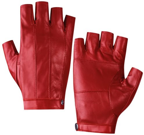 Harssidanzar Fingerlose Fahrhandschuhe Outdoor Sport Half Finger Handschuhe für Damen KL028EU,Rot, Größe L