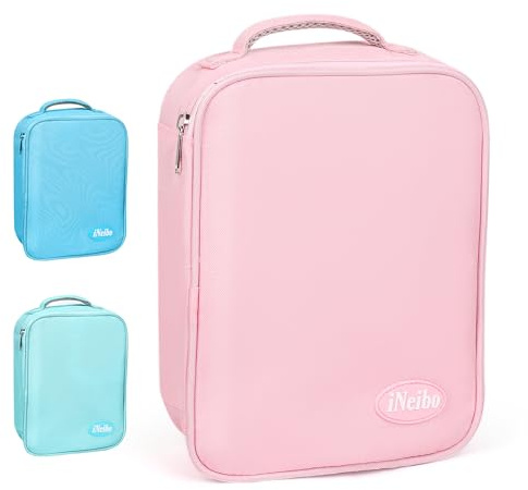 iNeibo Insulated Lunch Box Tote, Oxford Cloth Cool Bag, Water Resistant Thermal Cooler for Kids Adult School Work Picnic Travel - Pink