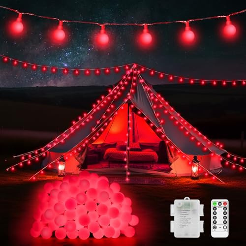 JXLEDAYY 12M 100 LED Weihnachtsbeleuchtung Batterie Lichterkette Innen Außen Globe Lichterkette Batteriebetrieben mit Fernbedienung 8 Modi für Außen Baum Garten Terrasse Party Schlafzimmer