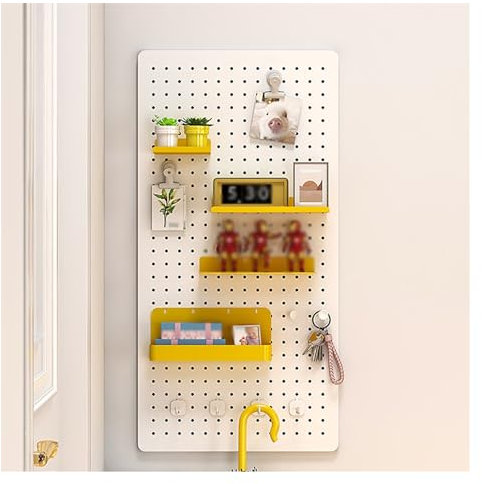 Organisateur Mural en Panneau perforé en métal, Panneaux muraux en Panneau perforé, kit de Combinaison de Panneau perforé, Support de Rangement Mural pour Bureau, Jeux, Maison (Couleur : Bla