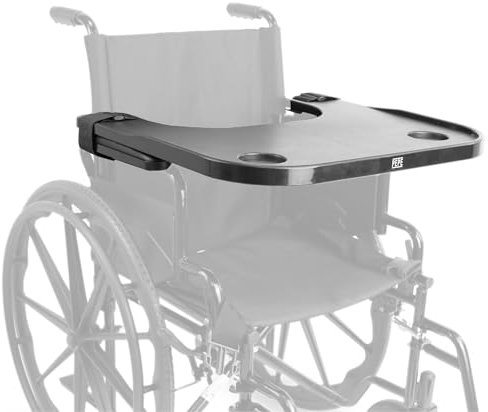 PEPE Mobility Tavolino per Sedia a Rotelle (Vassoio Rimovibile con Portabicchieri), Universale, Facile da Installare, Adulti e Disabili