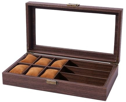 Illkjasfc 2/3/6/10/12 Slot Uhrenbox Holz Uhrengehäuse Display Armbanduhr Organisatoren Schmuck Geschenke Box Mit Klarem Deckel