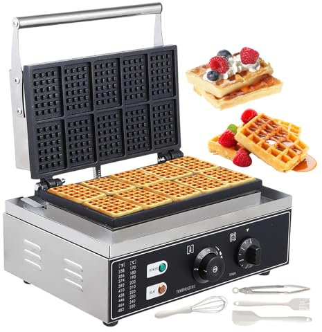 Waflera Eléctrica Comercial, Placas Calefactoras De Doble Cara, Control De Precisión De 50-300 °C, Temporizador De 0-5 Minutos, Waflera Antiadherente, para Panaderías Y Cocinas Caseras