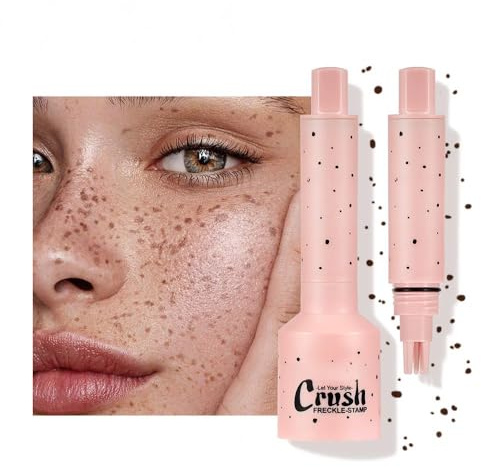 Fünf-Punkt-Sommersprossen-Stempel & flüssiger Mikro-Puder-Sommersprossen-Stift - Realistisches, natürliches Sommersprossen-Makeup-Werkzeug mit Spezialschwamm für alle Hauttöne,#Tief