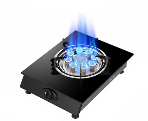 CQCCQ Cocina de sobremesa de un Solo Quemador, Cocina de GLP, Estufa de Gas portátil for Interiores, con protección contra fallas de Llama, Ideal for Acampar en casa.(NG)