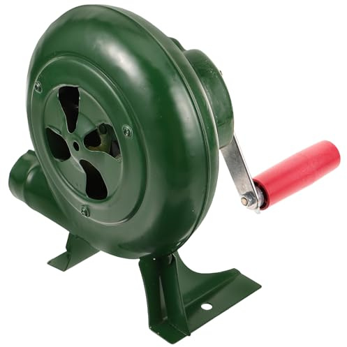 Handkurbel Grillventilator Feuergebläse für Grill, Tragbar, Eisen, Grün | Schnellen Entzünden von Holzkohle, Praktisch für Outdoor Einsatz, Manuell Betrieben, Kompakt und Alltagstauglich