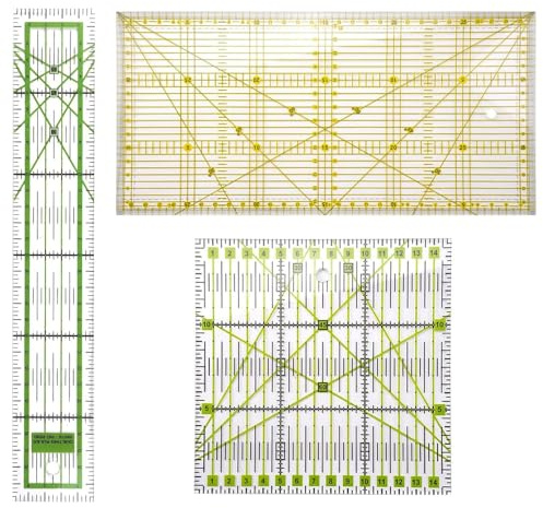JDCMEI 3 Pezzi Righello Patchwork Quilting, Righelli da Cucito, 15 x 30 cm / 15 x 15 cm / 5 x 30 cm Righello da Sarto, Righello Patchwork con Linee D'angolo per Taglio Preciso, Cucito, Sartoria