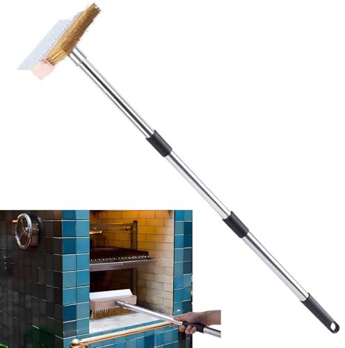 Bürste,Reinigungsbürste Grill,Bürste Reinigung, 8-200cm Pizzasteinbürste Mit Schaber,Grillbürste Mit Abnehmbarem Aluminium-Griff,für Pizzaofen Gasgrill,Ofenbürste, Pizzastein Grillzubehör