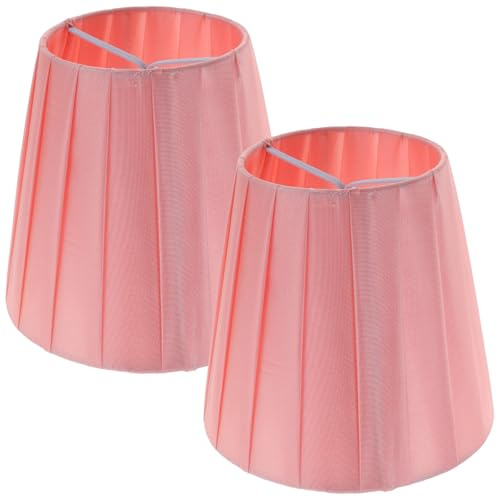 UKCOCO Pantallas de Lámpara Clip de Tela Plisada Rosa, Repuesto Resistente para Lámparas de Mesa Pie, Paquete de 2 Piezas Diseño Elegante y Apariencia Delicada