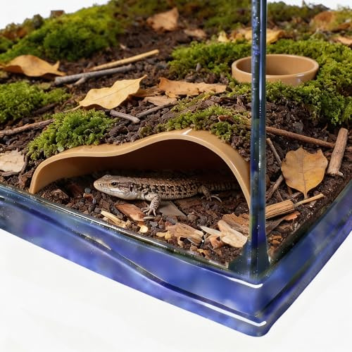 Reptile Underground Corner Cave Viewing Hide Lizard Hognose Leopard Snake Gecko Hideout Habitat Tank Enrichment Reptile Decoration Accessories Toys Ornaments Supplies