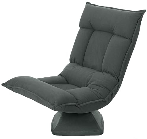 HOMCOM Bodenstuhl 360° Drehbar, 5-Fach Verstellbar, Klappbar, Dunkelgrau | Bodensessel mit Rückenlehne, Bodensofa, Meditationsstuhl, Gepolstert, Lazy Sofa, Wohnzimmer, Gaming, Lesen