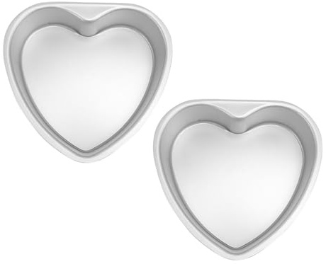 jojofuny 2 piezas Molde para Pasteles Forma Corazón Aluminio Antiadherente para Hornear Fácil Desmoldeo y Limpieza Uso Doméstico y Profesional