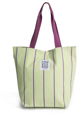 Ponette Bolsa de Playa Mujer Mallorca – Bolso Playa individual con Bolsillo Interior y Clip de Cierre – Shopper Verano a Rayas – Bolsa Piscina, Viaje y Gimnasio – 37x45x19 cm – Marca Española