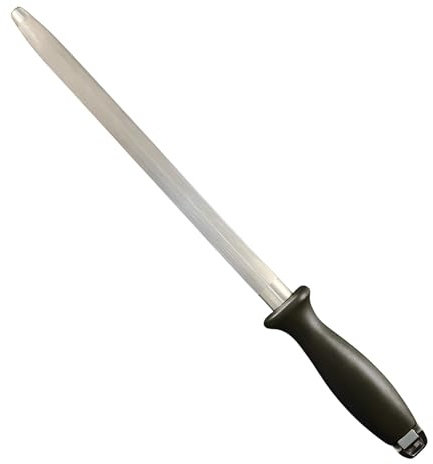 WOLFCUT Wetzstahl oval – 30 cm Nutzungslänge – hartverchromter Schärfstab – Profi Messerschärfer für Küchenmesser & Fleischmesser – rutschfester Griff – langlebige Qualität