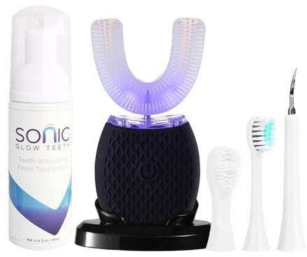 RONGCHUANG Ultrasonic Toothbrush for Adults Automatic Toothbrush with Soft Bristles Waterproof Washable Rechargeable Portable Design with Wireless Charging 30'' Timer for Travel Home Use (Black)