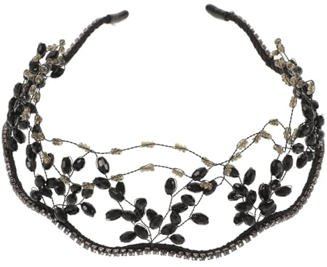 Veemoon Bandeau de Cheveux en Strass Noir Serrage-Tête en Cristal pour Mariage Accessoire Coiffure Élégant et Festif pour Mariée Fête et Réception Ornement Bijou Cheveux Scintillant