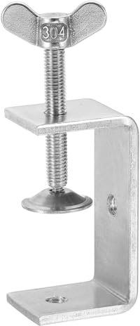sourcing map 304 Stainless Steel C Clamps 65mm Square Mini Tiger Clamp Adjustable Heavy Duty Metal U Clip with Press Screw for Woodworking Welding Mounting, Silver