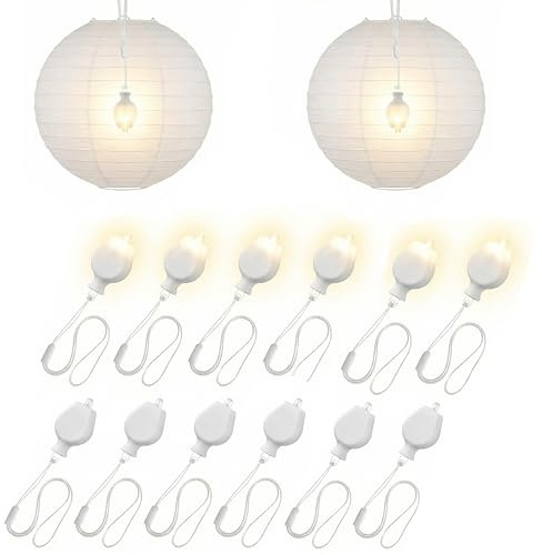 AebeChun 12 LED Ballonlichter, Warmweiß Lampions Licht mit Seil, Mini Led Licht Für Lampions Luftballon, Für Hochzeit, Party Lichter Dekoration, Weihnachten Deko, Hochzeit, Halloween Deko