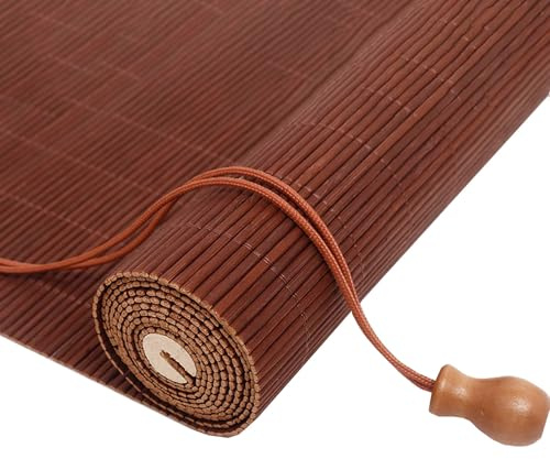 Bambusrollo Ohne Bohren Bambus Rollo Aussenbereich 40 50 60 70 80 90 100 110 120 140 160cm Bambus Jalousien Innen Sonnenschutz Wetterfest Bambus Raffrollo Für Fenster Und Türen(Brown)