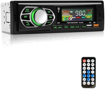 Autoradio 1din Bluetooth Lettore MP3 Ricevitore FM stereo con luci colorate AUX/USB/scheda TF nel kit