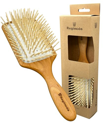 Regincós - Cepillo FUSTA Paddle L Special - Madera Eco - Púa Extra Larga - Natural - Profesional - Desenreda - Large