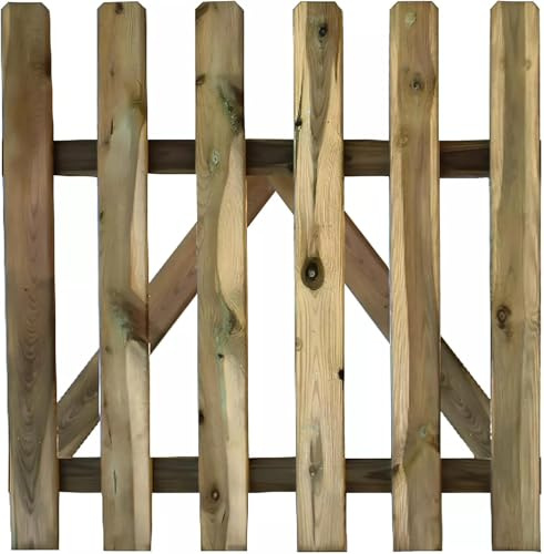 Staccionata in Legno di Pino Fresco Staccionata 100x100 cm Cancelletto Separè per Recinzione Giardino Terrazzo Impregnato in Autoclave Durevole e Resistente alle Muffe