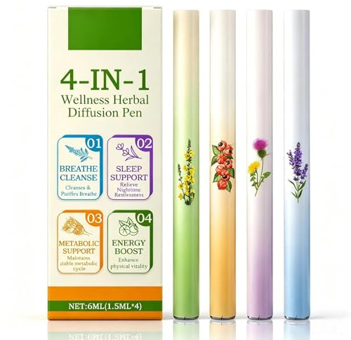 4Pcs Diffuser Pen, Aromatherapy Scent Inhaler Stick, Portable Vaporless Fragrance Stick, Refreshing Nasal Aroma for Daily Mood & Oral Freshness, Smoke-Free