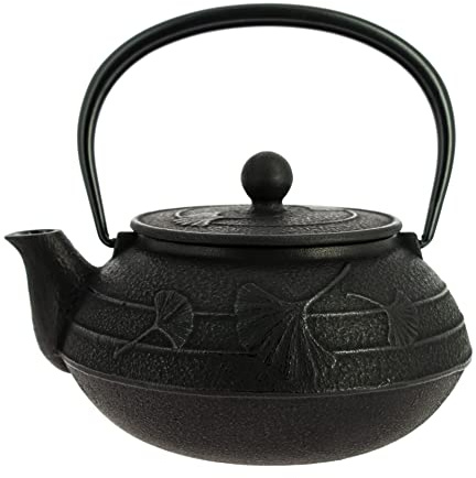 Iwachu Nanbu Tekki Japanische Teekanne Gingko Schwarz 650 ml, Gusseisen