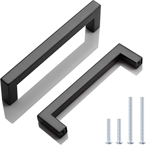 KNOBWELL 6 Pack 5 inch Black Cabinet Handles Drawer Pulls Kitchen Handles