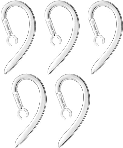 Ear Hooks 360° Rotatable Multi-Dimensional Adjustable Soft Silicone Universal Bluetooth Headset Clips Anti-Slip Sports Clamp Loop Replacement 5Pcs 6mm, Transparent