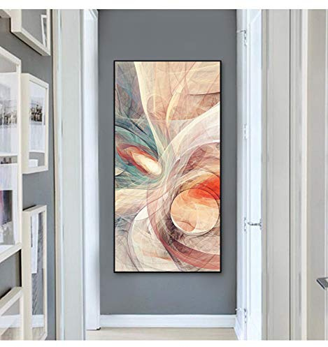 Pittura Ad Olio Dipinto A Mano Su Tela,Quadri Astratti Marrone Chiaro Motivi , Arte Orientale Moderna Retrò Vintage Per Adulti Camera Da Letto Camera Da Letto Home Office Decorazione Da Parete Vertic