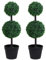 Outsunny Set of 2 Artificial Boxwood Ball Topiary Trees Potted Decorative Plant Indoor Décor (67cm)
