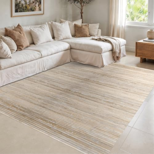 STORESDECO - rutschfeste Natürliche Bambusmatte Ideal für Wohnzimmer, Flur, Bad etc. Dieleneffekt! Erhältlich in Großen Maßen und weiteren Farben |Beige, 50cm x 200cm