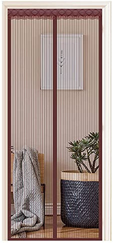 MAODOU 85x200cm(33x78inch) Fliegengitter Tür Insektenschutz Magnet Fliegen Gitter Fliegen für Balkontür Wohnzimmer,Braun