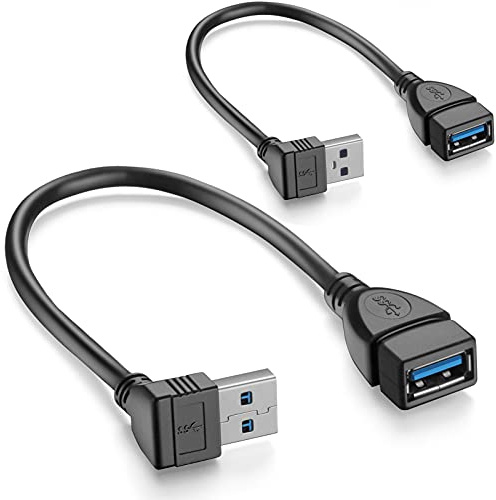WILLIZTER SuperSpeed USB 3.0 Extension Data Cable, 6 Inch, 2-Pack | Male to Female Up and Down Angle, Data Cable, Convertor Adapter Extender